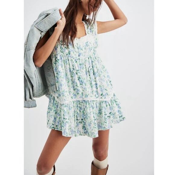 Free People Alessia Floral Mini Dress Size XL - Picture 1 of 7